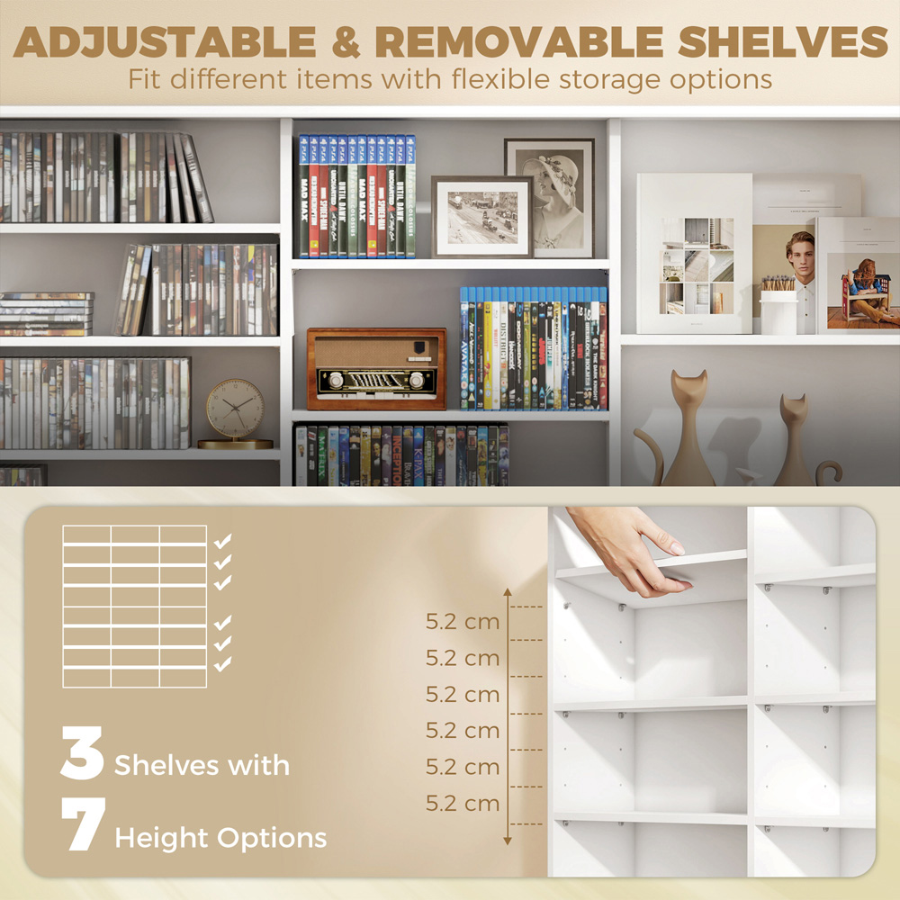 HOMCOM 24 Shelf White DVD Storage Unit Image 6