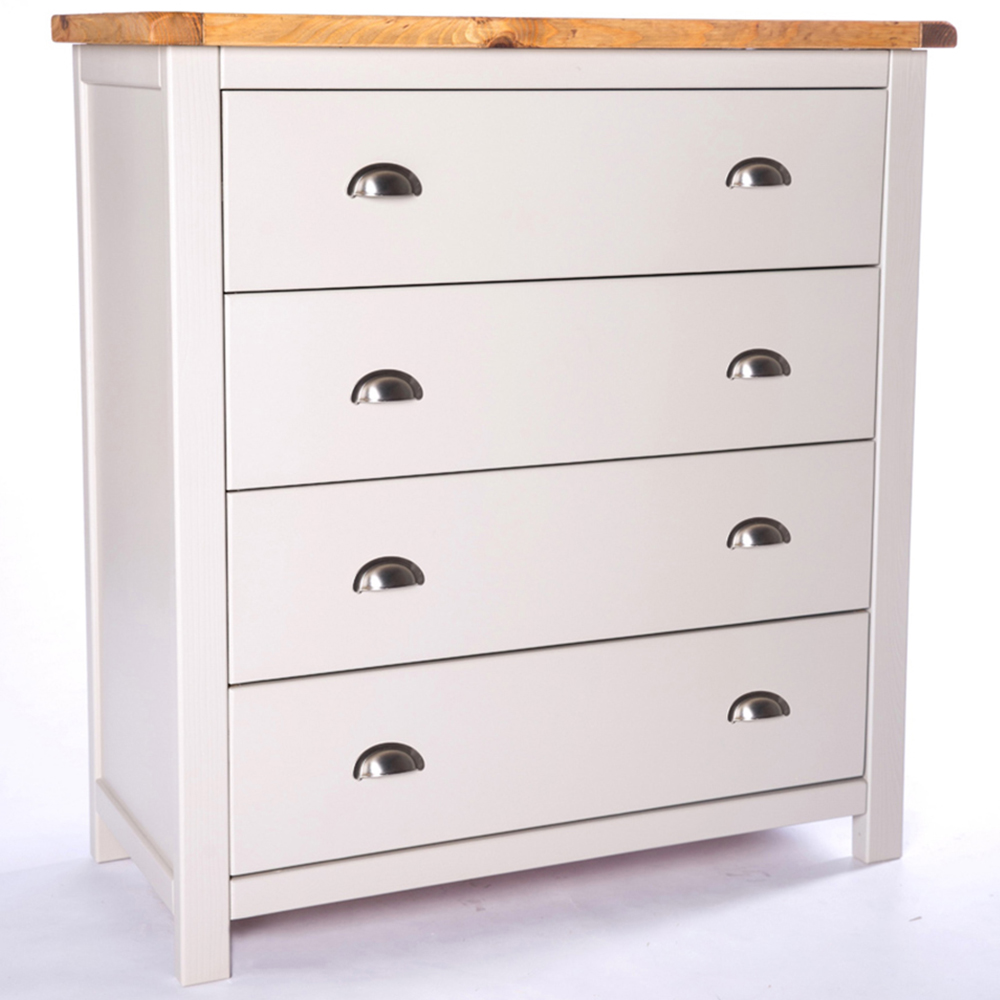Argenta 4 Drawer Light Grey Chest of Drawers with Chrome Cup Handles Image 2