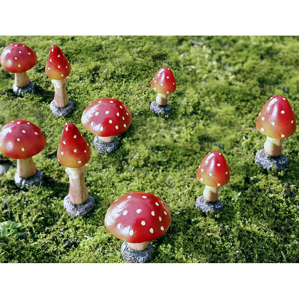 Marco Paul 8 Piece Red Mushroom Ornament Image 2