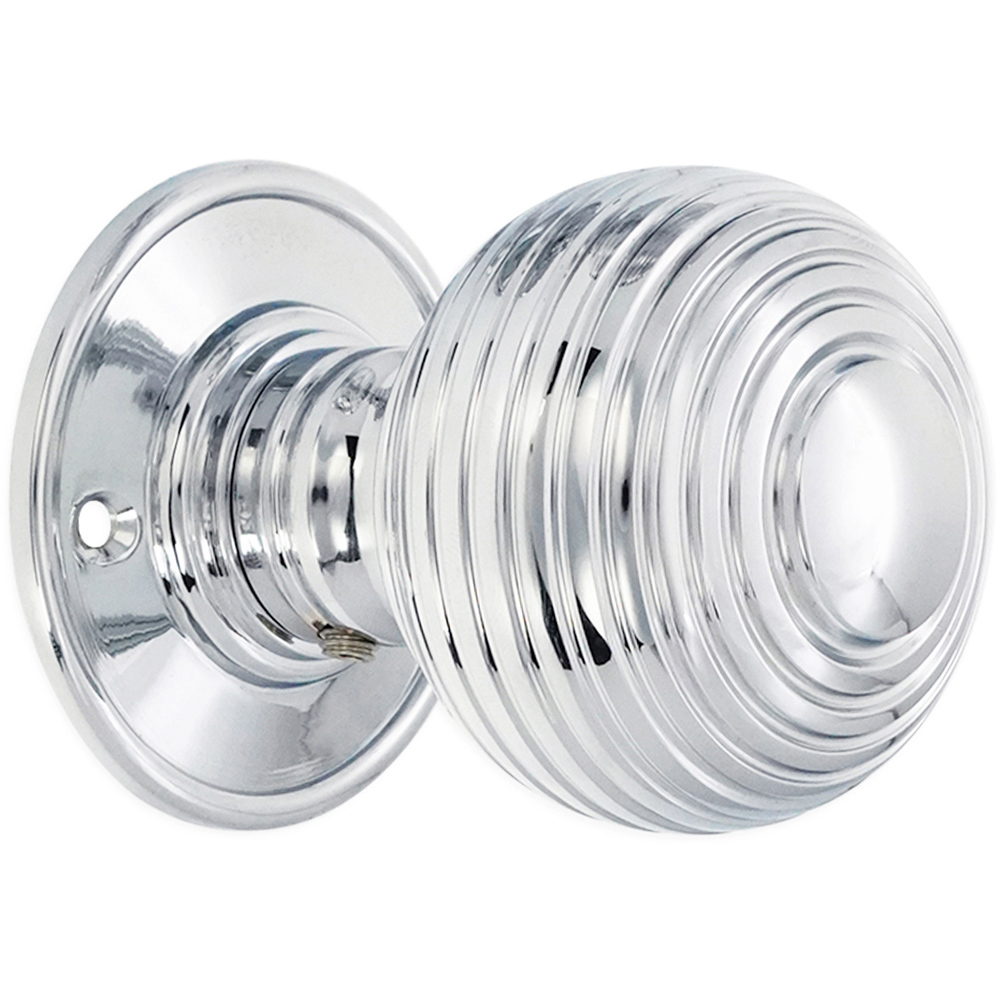 Spira Brass Polished Chrome Beehive Large 60mm Mortice Door Knob 2 Pack Image 3