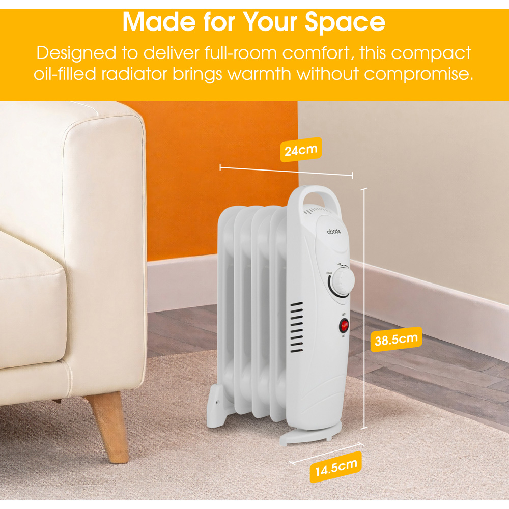 Abode AOFR5001 White 5-Fin Oil Filled Radiator 650W Image 9