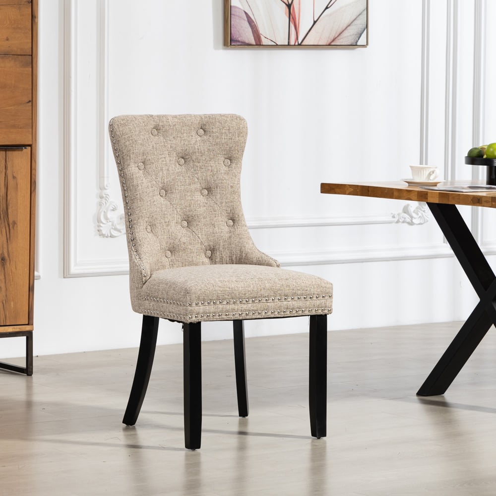 Artemis Home Rivara Set of 2 Light Brown Fabric Dining Chair Image 6