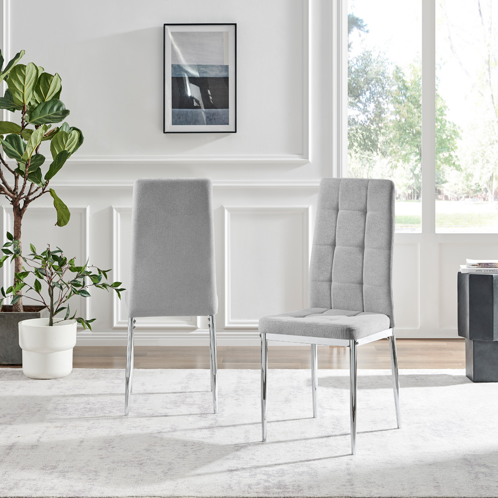 Furniturebox Valentina Set of 2 Grey and Silver Textured Weave Dining Chairs Image 5