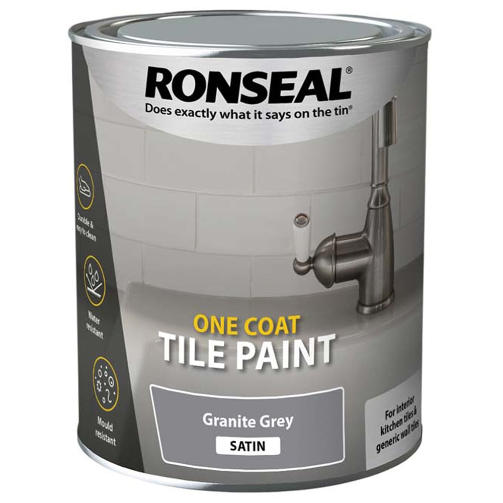 Ronseal One Coat Granite Grey Satin Tile Paint 750ml Image 2