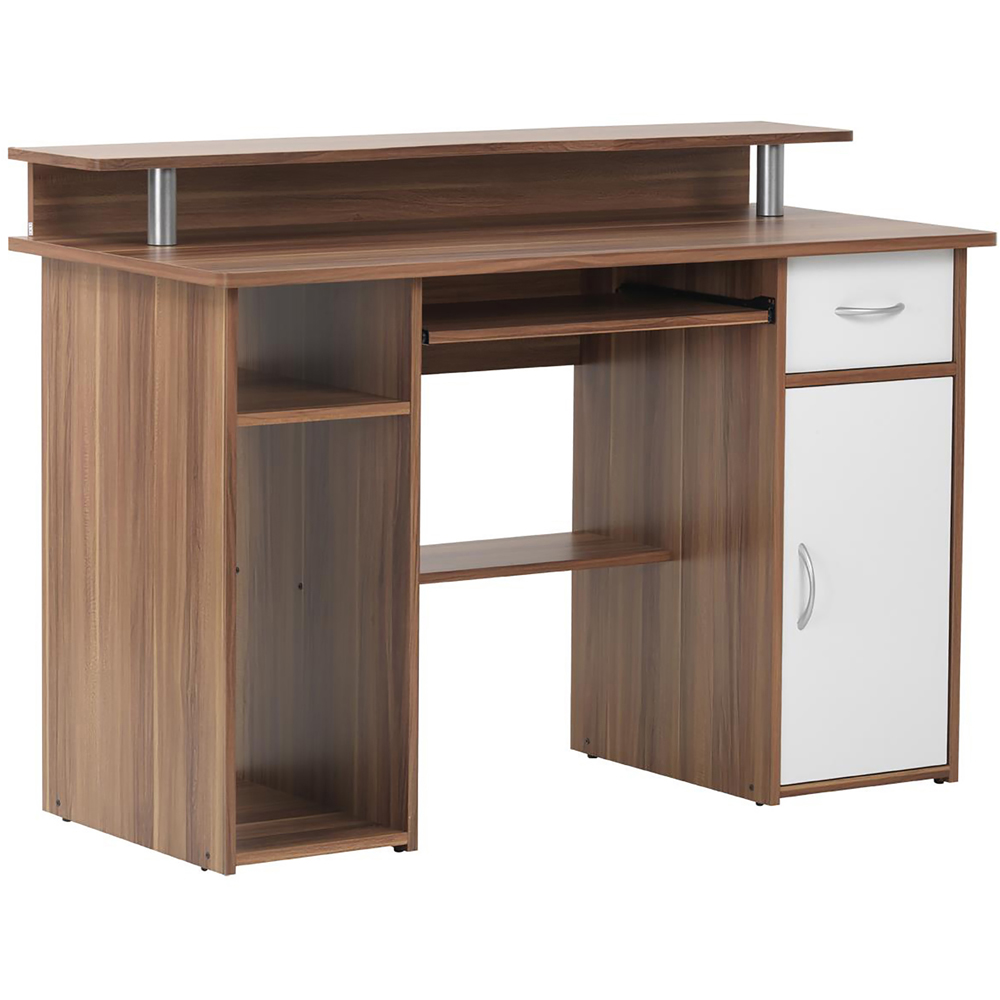 Alphason Albany Single Door Single Drawer Office Desk Walnut and White Image 3