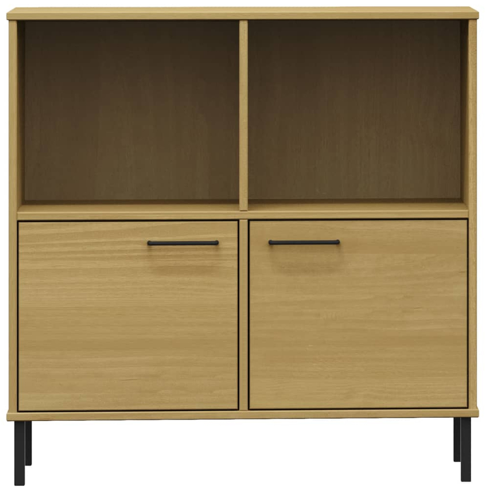 vidaXL 2 Door 2 Shelf Brown Pine Wood Bookcase Image 4