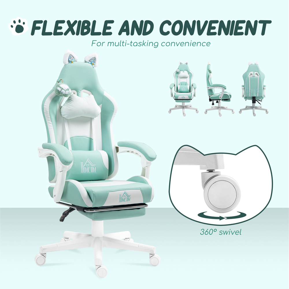 HOMCOM Light Blue Reclining Gaming Chair with Footrest Image 7