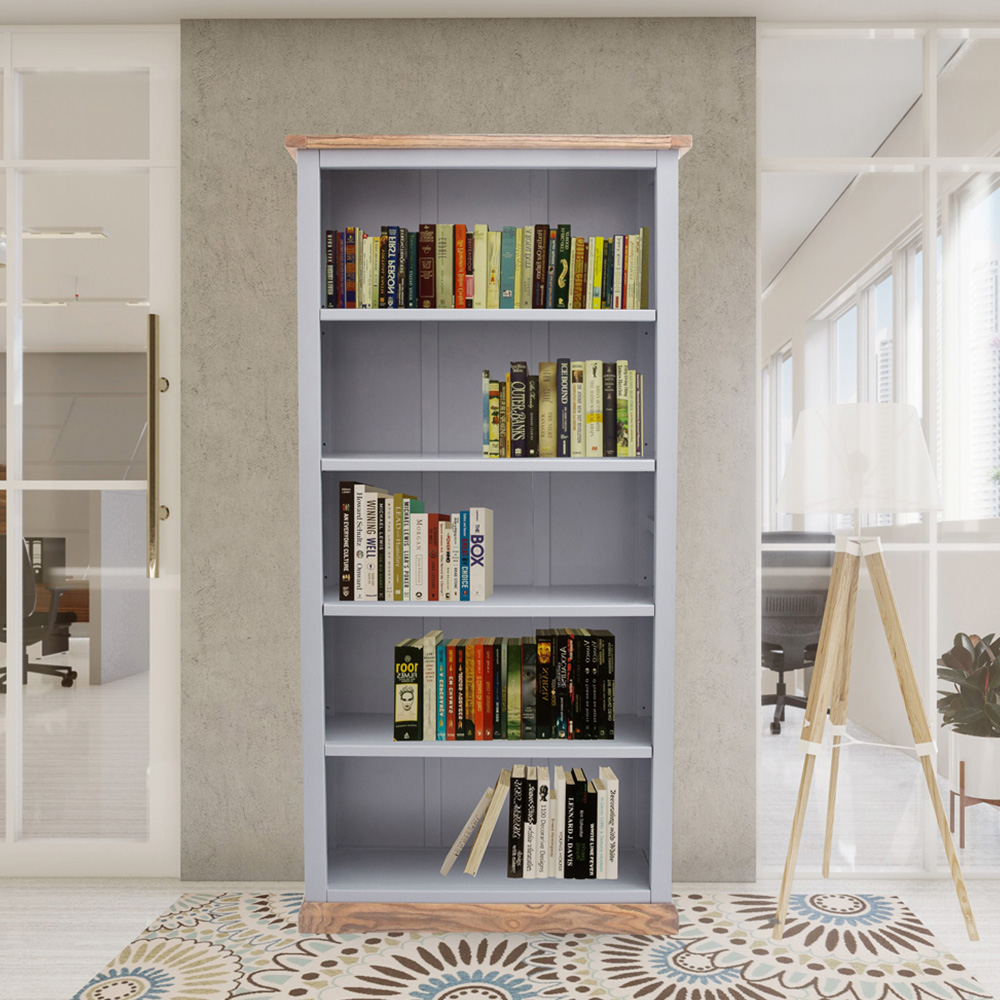 Biccari 5 Shelf Grey Bookcase Image 7