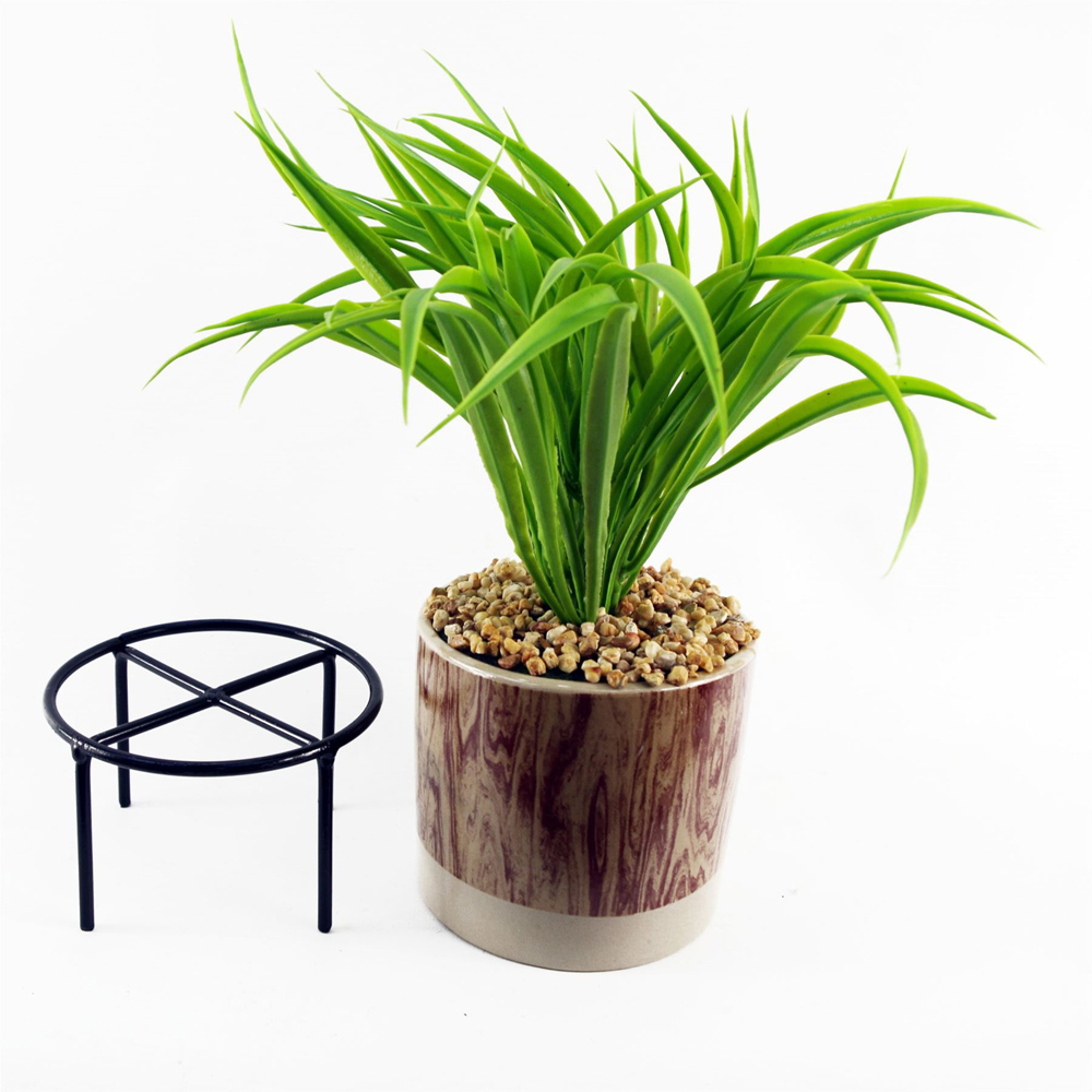 Leaf Artificial Grass in Ceramic Planter and Metal Stand 35cm Image 5