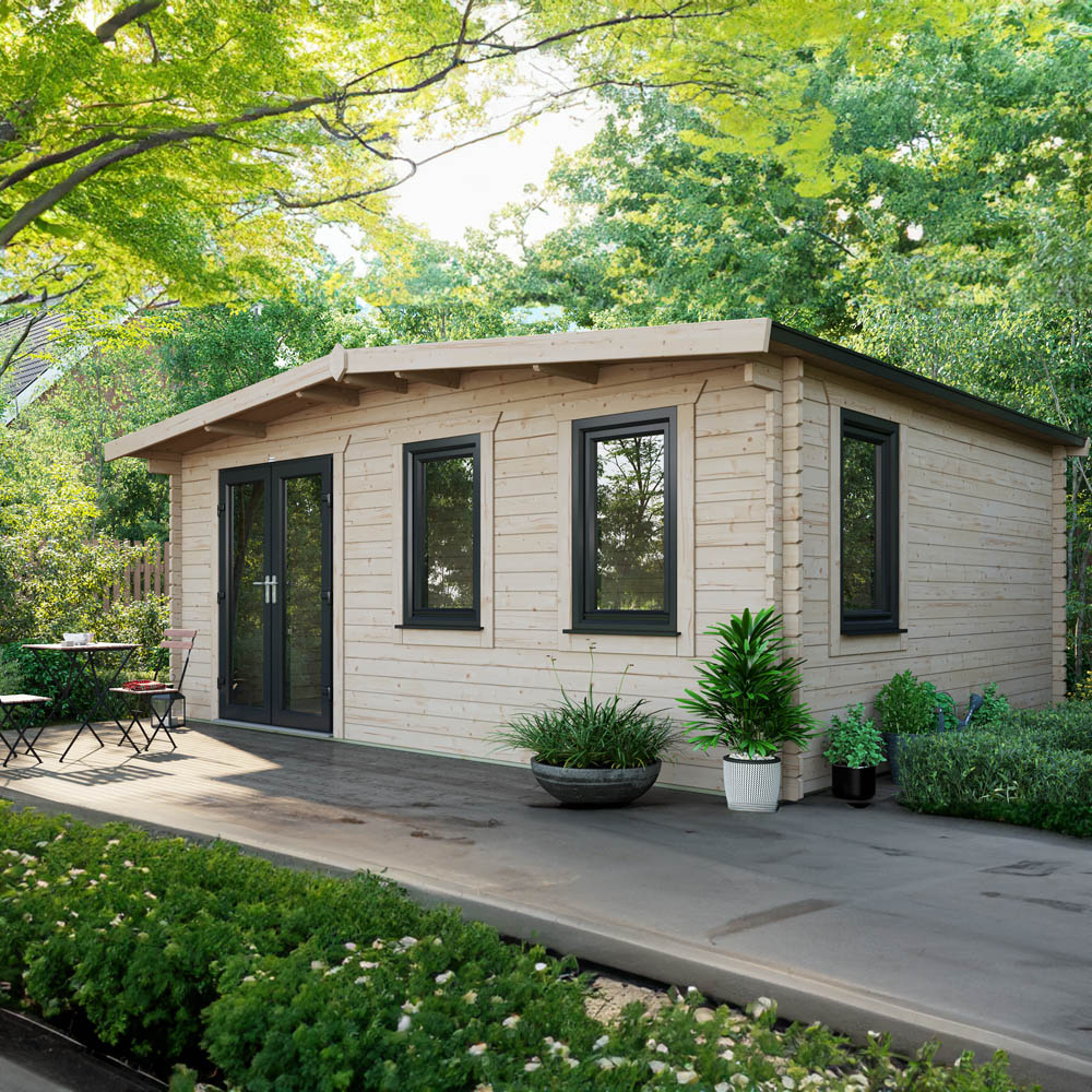 Power Sheds 14 x 18ft Left Double Door Chalet Log Cabin Image 2
