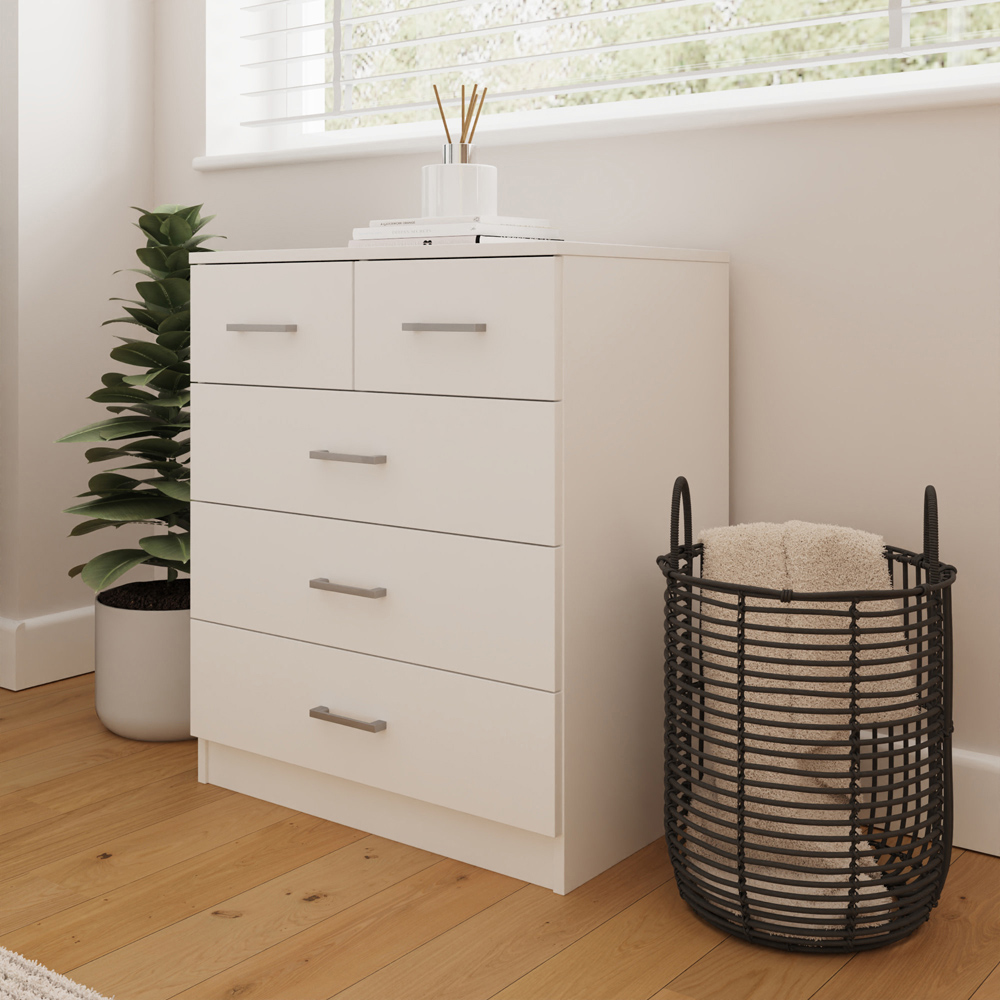 GFW Bailey 5 Drawer White Chest of Drawers Image 7
