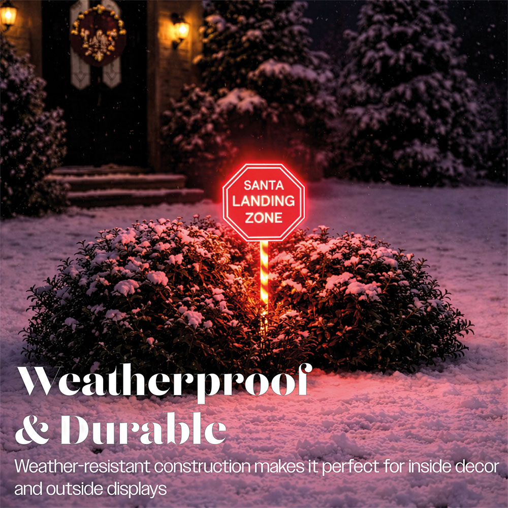 Xmas Haus Warm White LED Santa Stop Here Sign Christmas Decoration 60cm Image 4