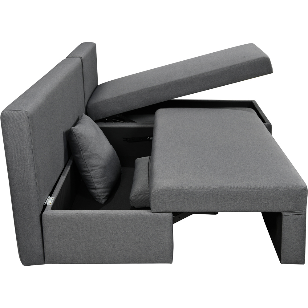 Comfy Living 3 Seater Grey Linen L Shaped Corner Sofa Bed with Storage Image 4