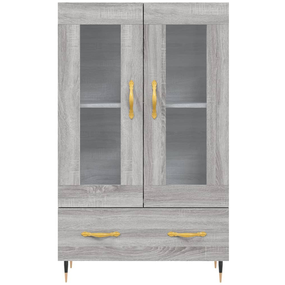 vidaXL 2 Glass Door Single Drawer Grey Sonoma Highboard Image 6