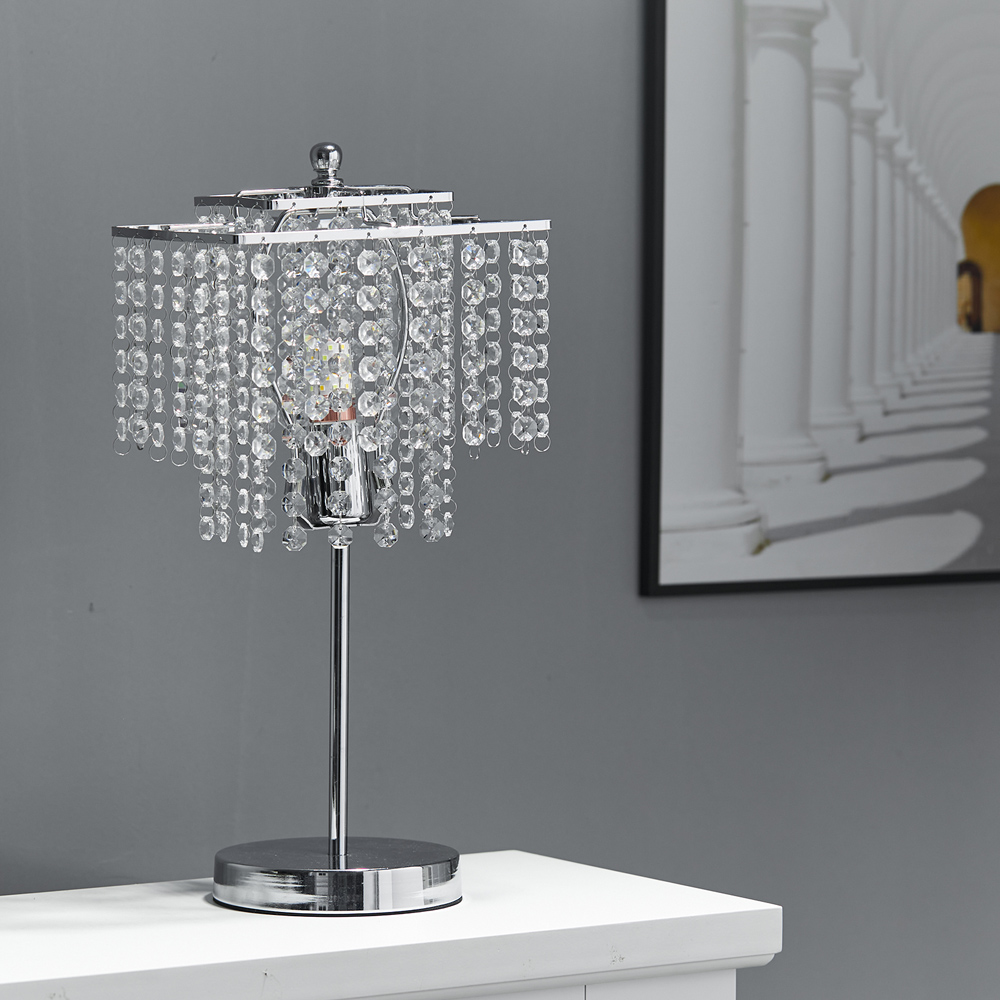 Living and Home Round Base Crystal Table Lamp Image 7