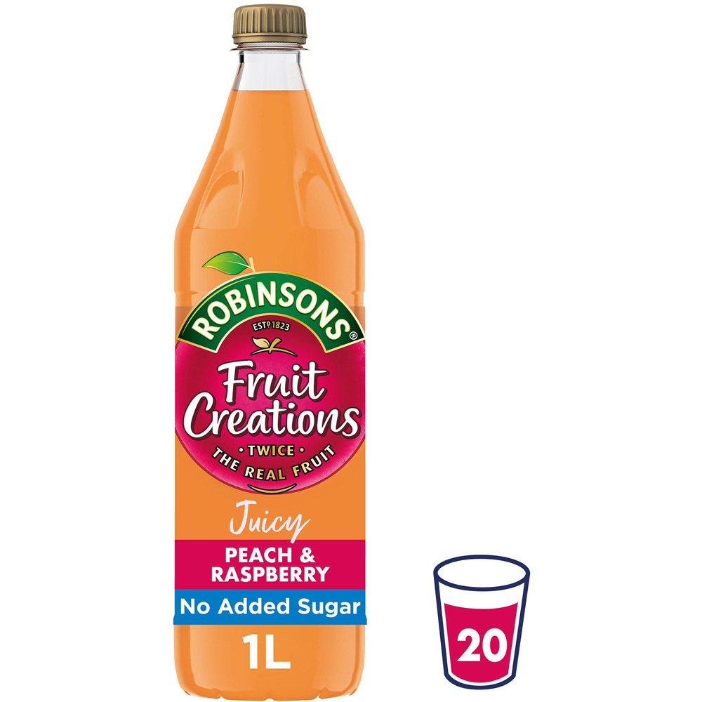 Robinsons Fruit Creations Peach and Raspberry No Added Sugar Squash 1L Image 2