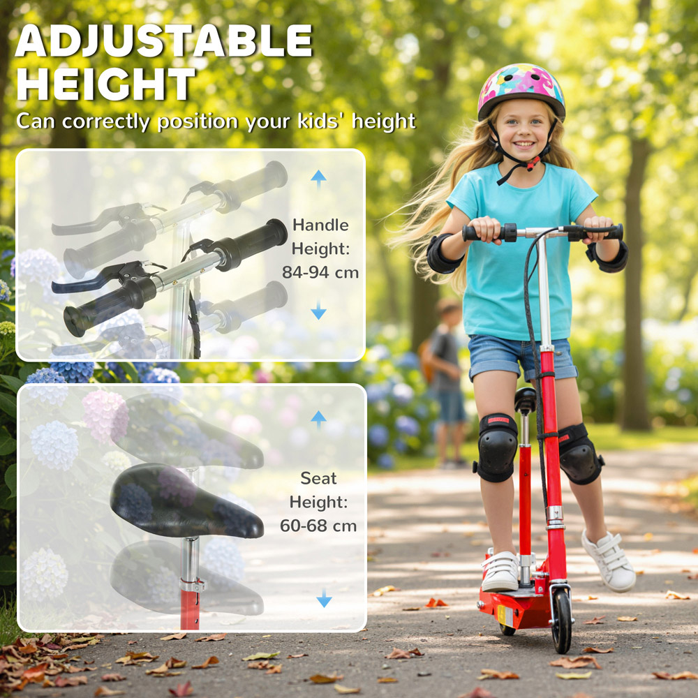 Tommy Toys Red Adjustable Seat and Brake Foldable Powered Kick Scooter Image 8