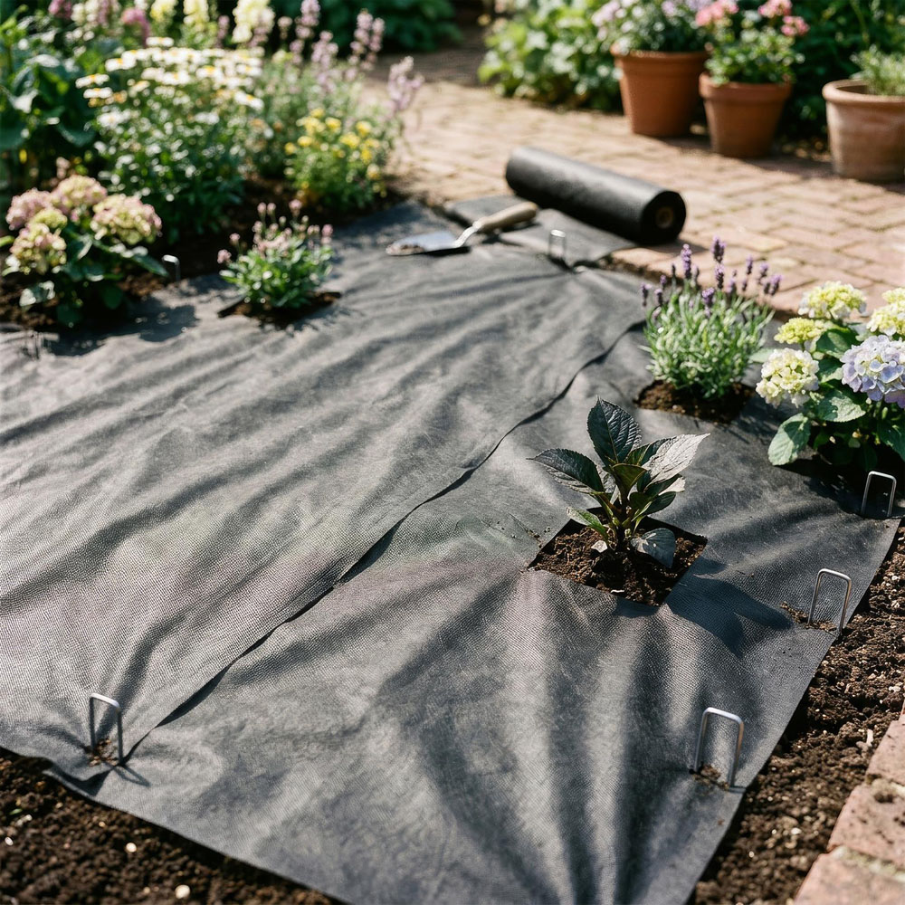 Harbour Housewares 110gsm Weed Control Membrane Set with Pegs and Plates 2 x 10m Image 3