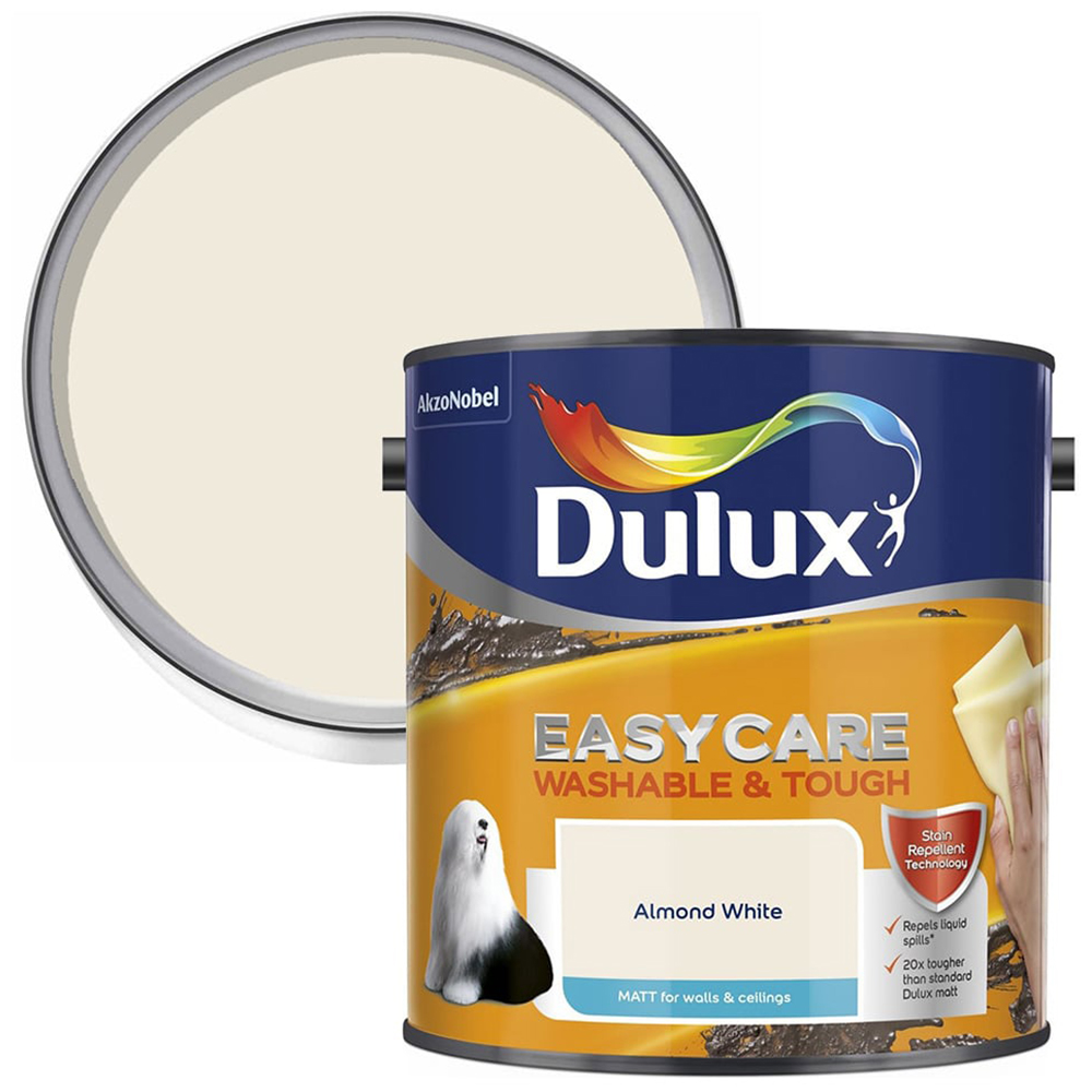 Dulux Easycare Washable & Tough Almond White Matt Emulsion Paint 2.5L Image 1