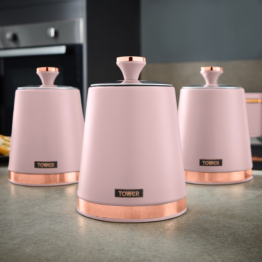 Tower 3 Piece Cavaletto Pink Canister Set Image 3