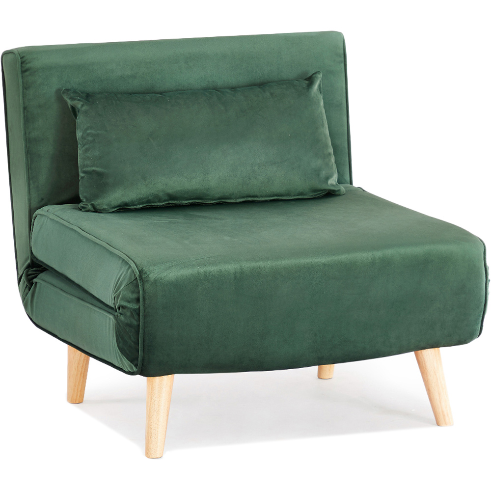Home Detail Kendal Single Sleeper Green Velvet Chair Bed Image 3