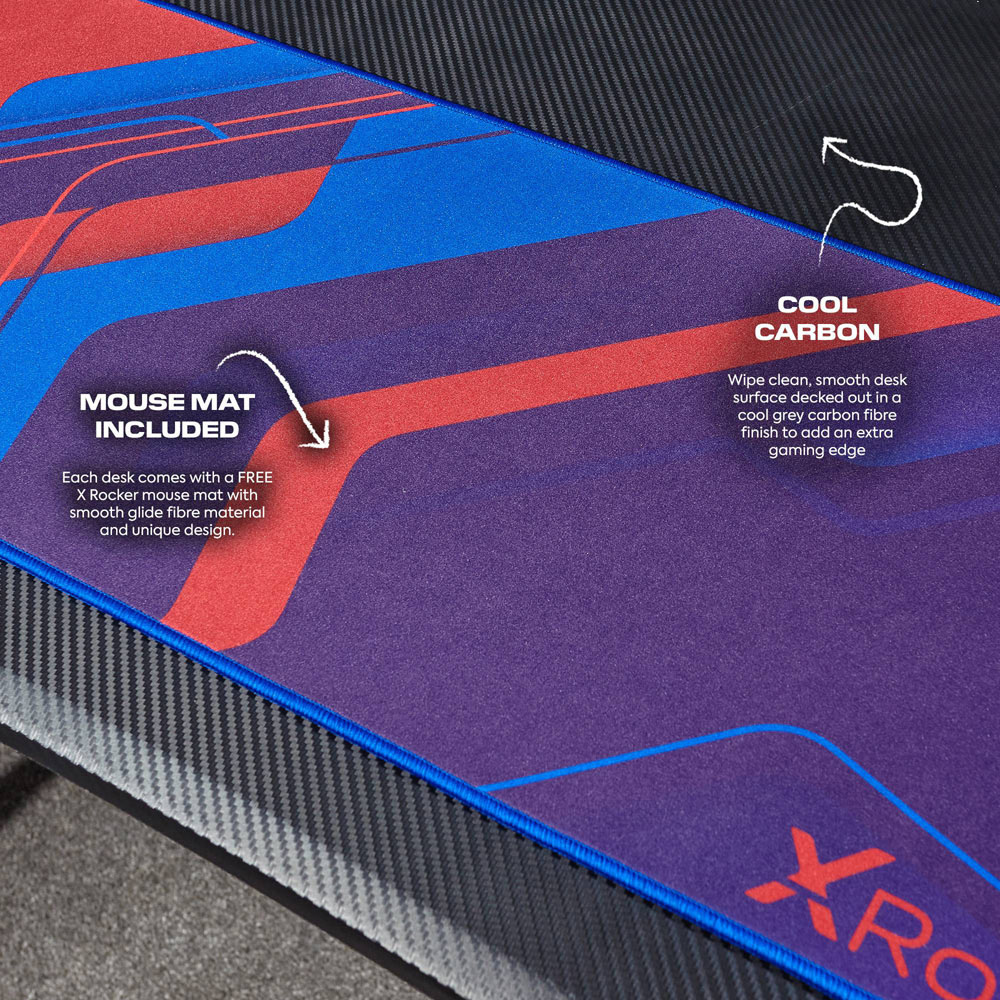 X Rocker Ocelot Black Gaming Desk with Mousepad Image 5
