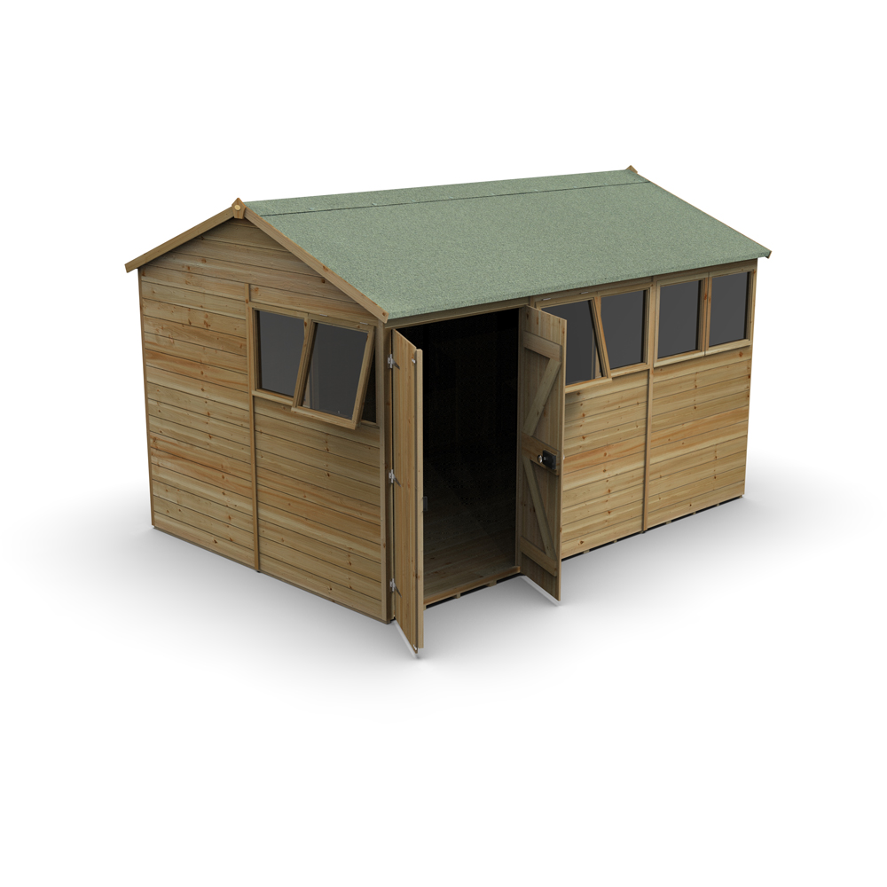 Forest Garden Timberdale 12 x 8ft 2 Opening Tongue and Groove Reverse Apex Garden Shed Image 3