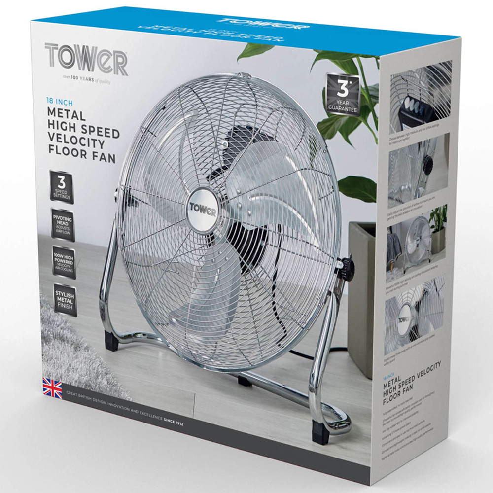 Tower 18 inch Silver Velocity Fan | Wilko