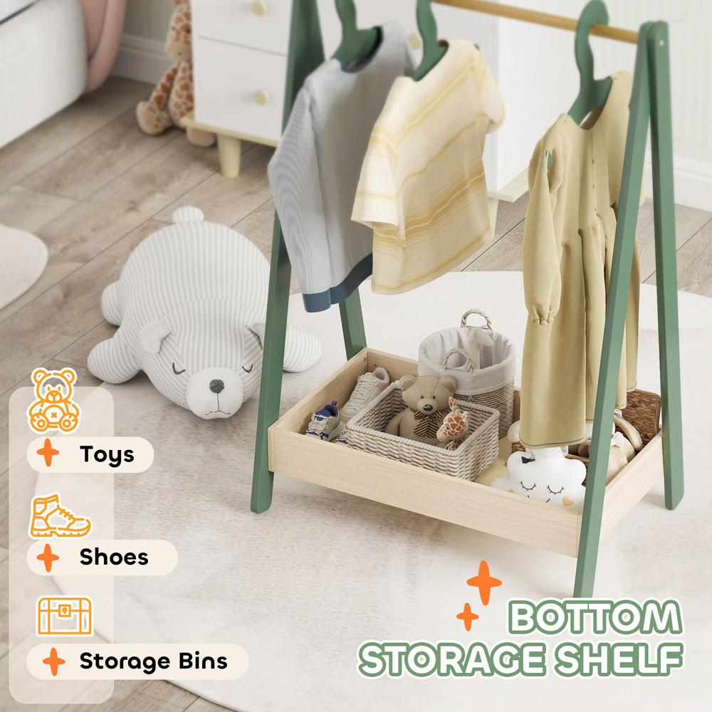 AIYAPLAY Green Kids Clothes Rail with Hangers Image 5
