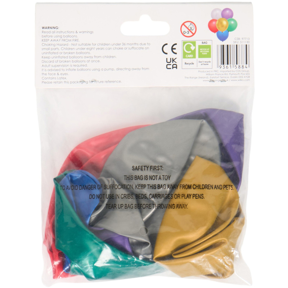 Pack of 6 Giant Metallic Balloons Image 2