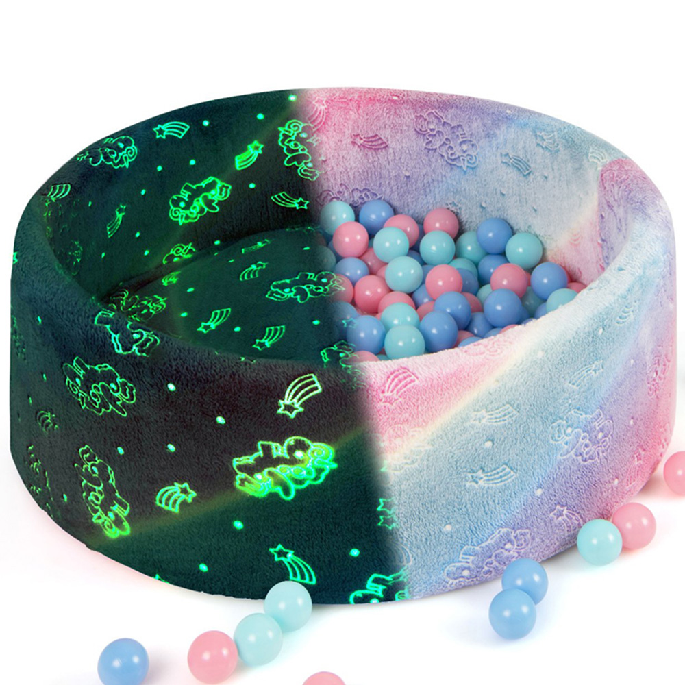 Costway Kids Macaron Glow in the Dark Round Ball Pool with 200 Multicolour Ocean Ball Image 4