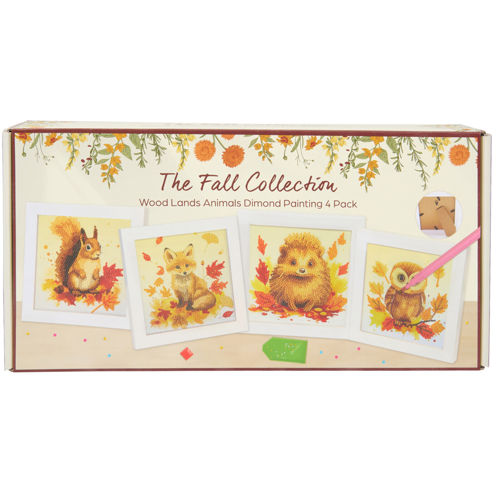 Pack of 4 Woodland Animals Framed Crystal Kits Image 1