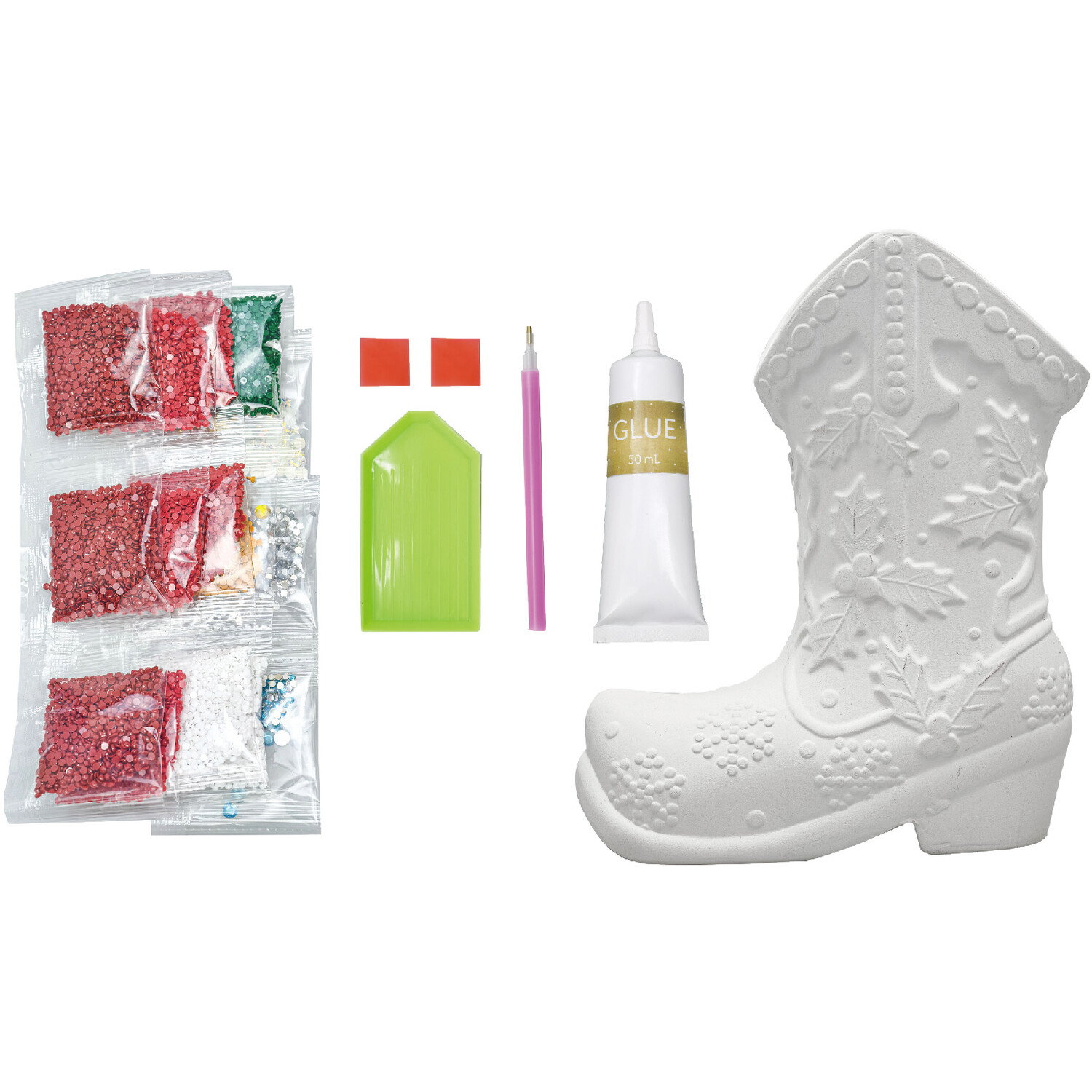 Diamond Your Own Christmas Cowboy Boot Kit White Image 2
