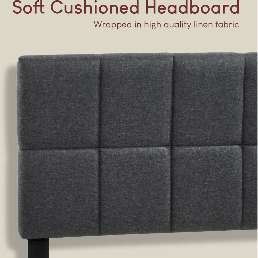 VIDA DESIGNS Velmora Single Dark Grey Linen Fabric Bed Image 7
