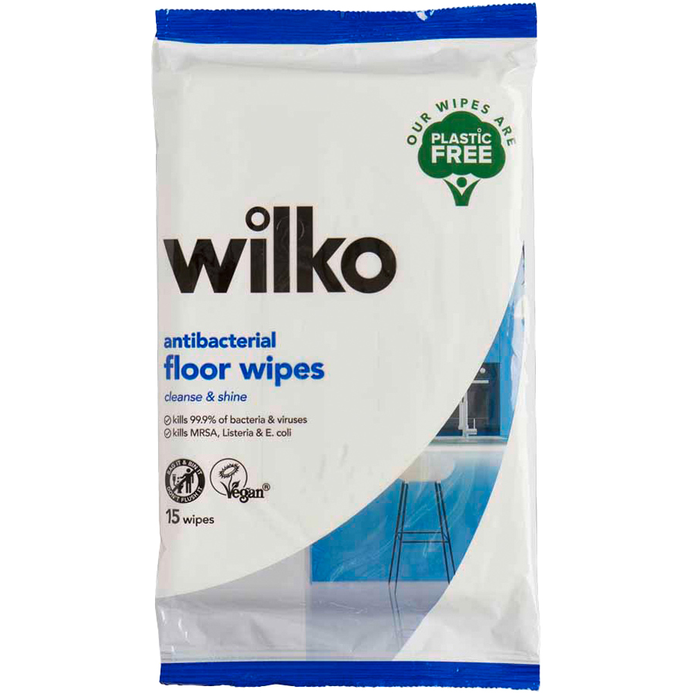 Wilko Plastic Free Antibacterial Floor Wipes 15pk Image 1
