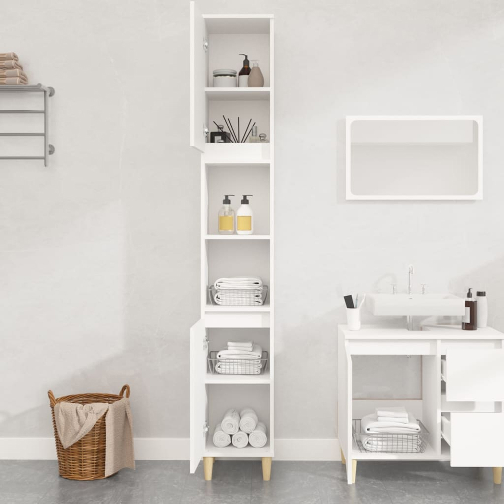 vidaXL 2 Door White Wooden Bathroom Cabinet Image 9