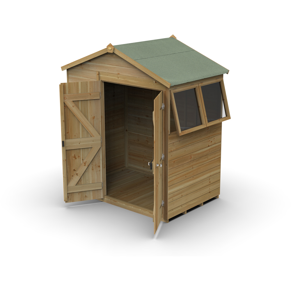 Forest Garden Timberdale 6 x 4ft 2 Opening Apex Shed Image 3