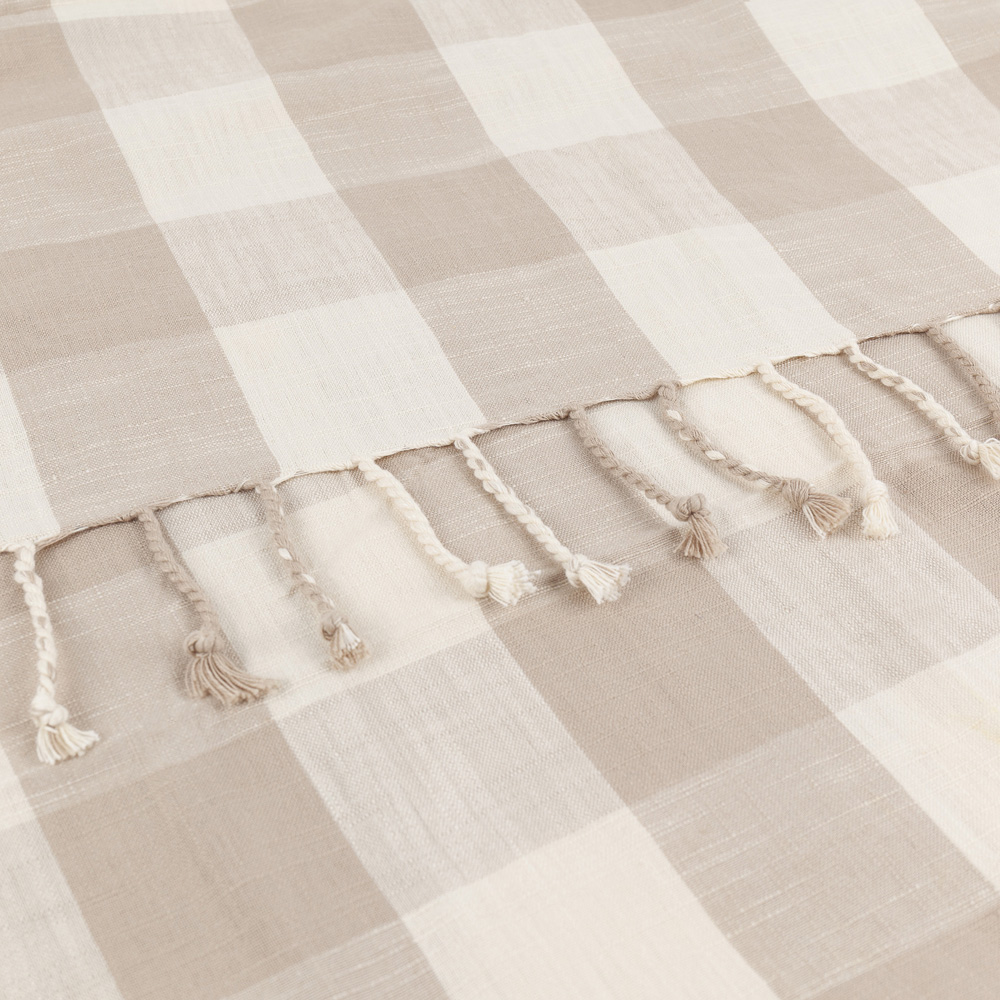 Yard Chesil Cream Check Tasselled Cotton Throw Image 3