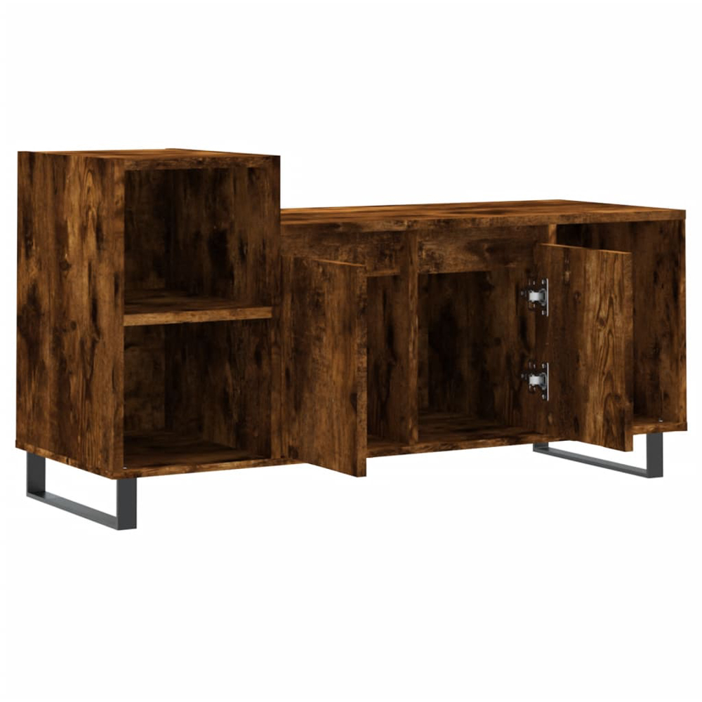 vidaXL 2 Door 3 Open Shelf Brown TV Cabinet with Black Metal Legs Image 4