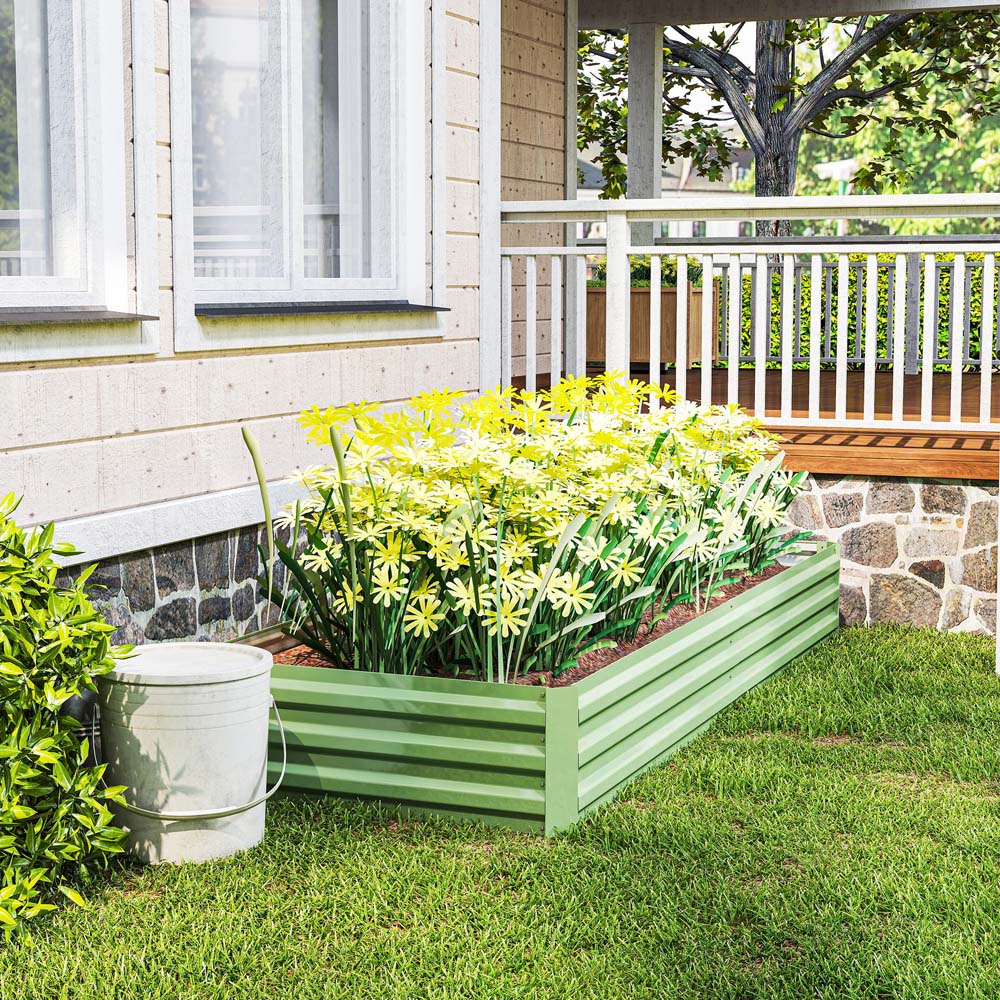 Outsunny Light Green Galvanised Metal Raised Garden Bed 30 x 90.5 x 241cm Image 3