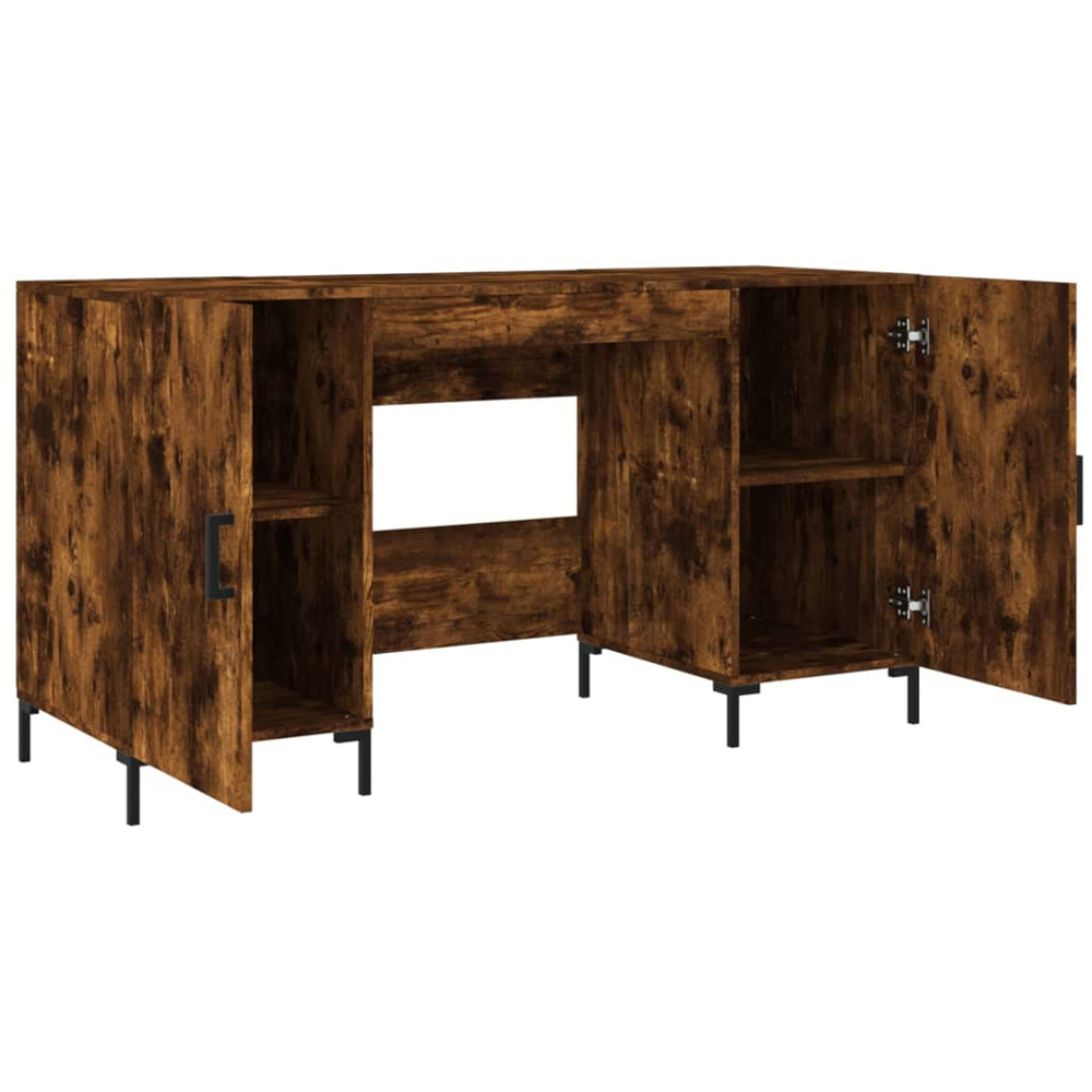 vidaXL 2 Door Computer Desk Smoked Oak and Black Image 5