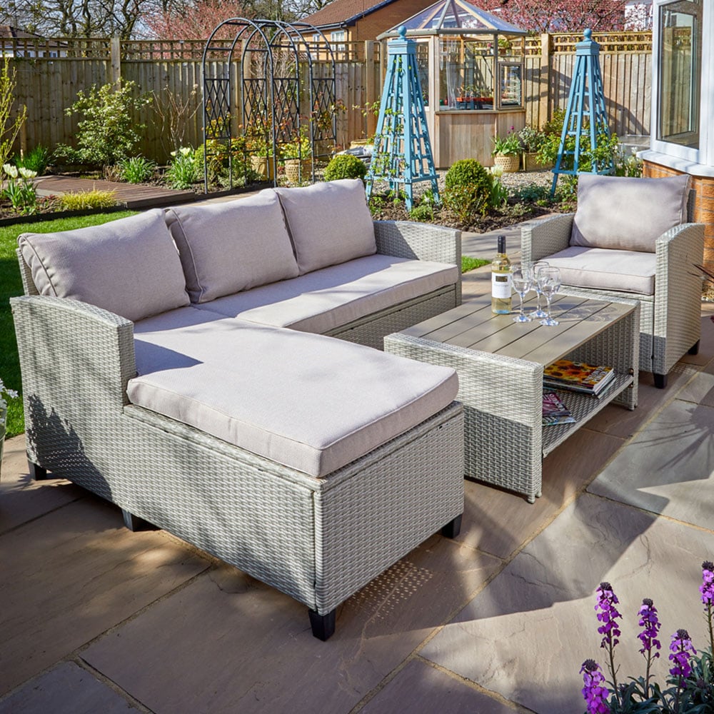 Home Source Trapani 5 Sofa Grey Rattan Outdoor Garden Furniture Sofa Set Image 1