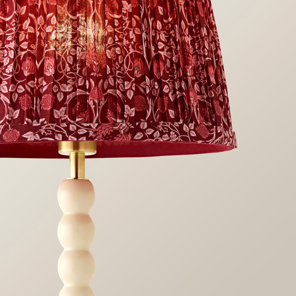 ValueLights Bobble Burgundy Pleated Shade Cream Wooden Table Lamp with Bulb Image 4