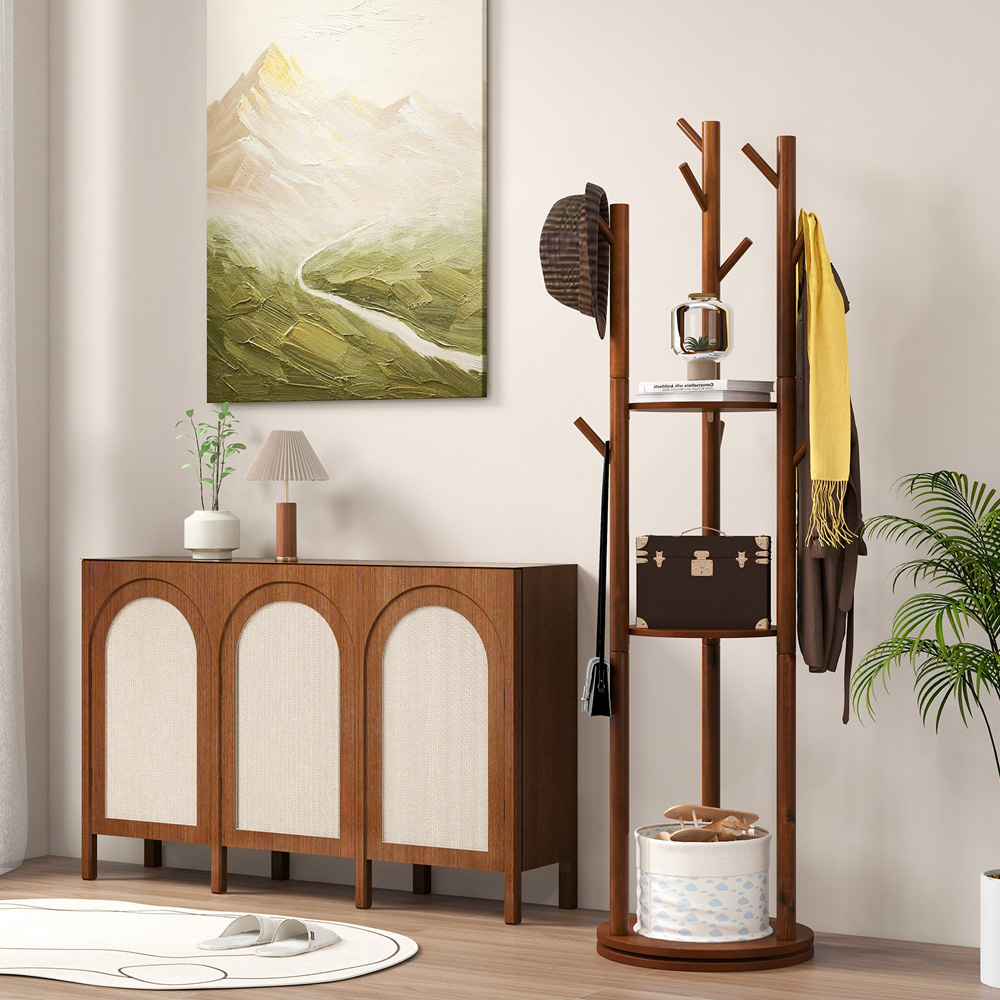 Costway Freestanding Wooden Coat Tree Image 4