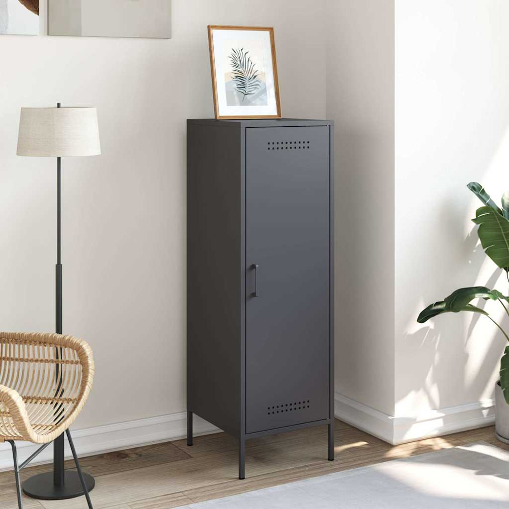 vidaXL Single Door Anthracite Metal Highboard Image 9