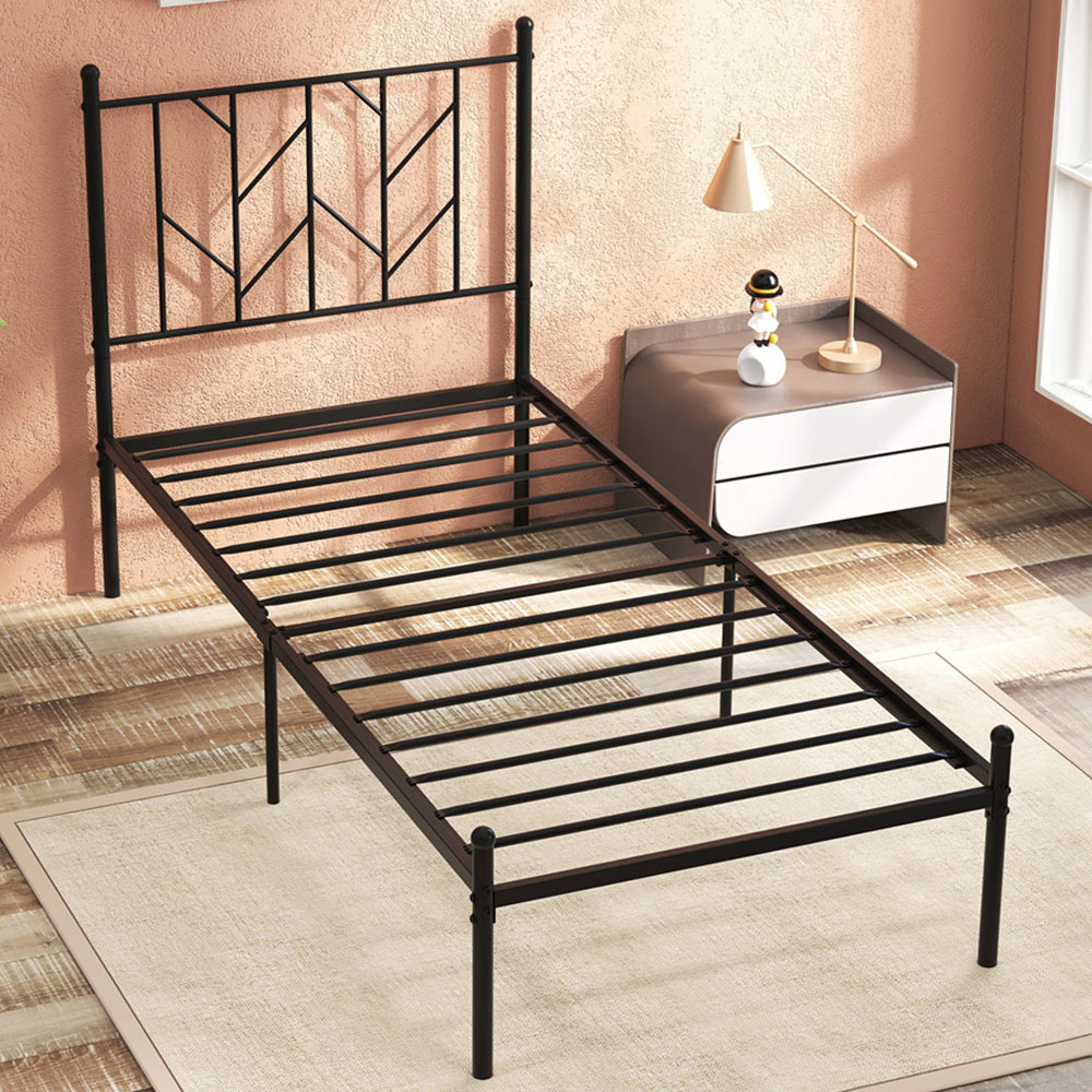 Costway Single Black Metal Bed Frame Image 1