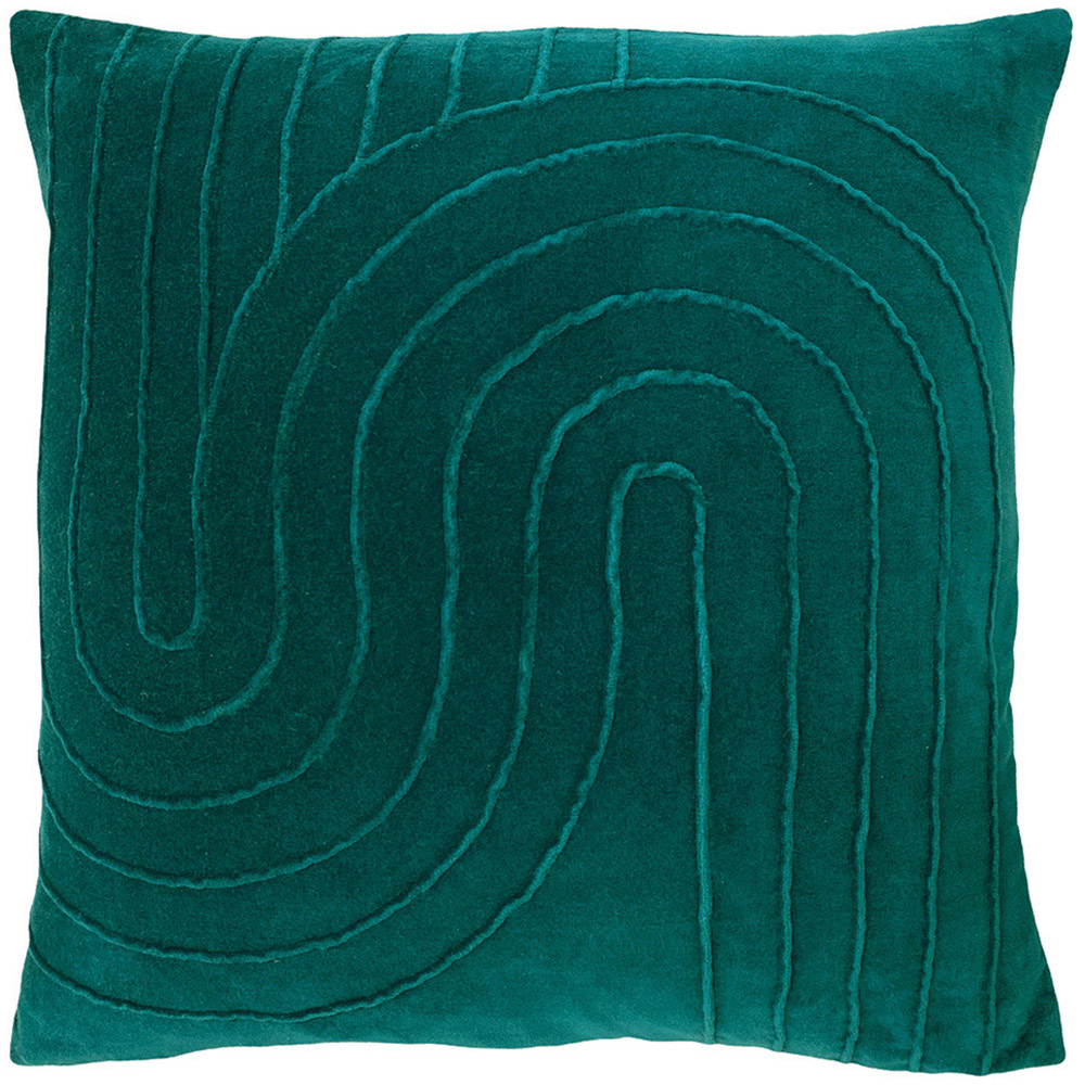 furn. Mangata Teal Square Geometric Pleat Cushion Image 1