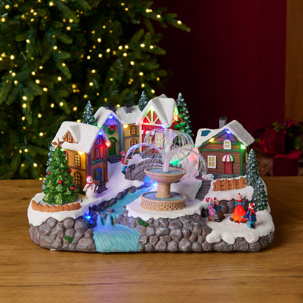 Waterfall Christmas Village Scene Image 2