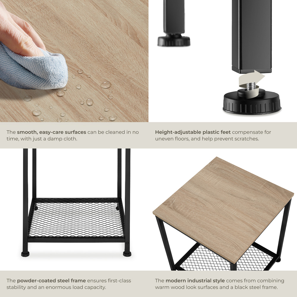 Tectake Derby Single Grid Shelf Sonoma Oak Bedside Table Image 4