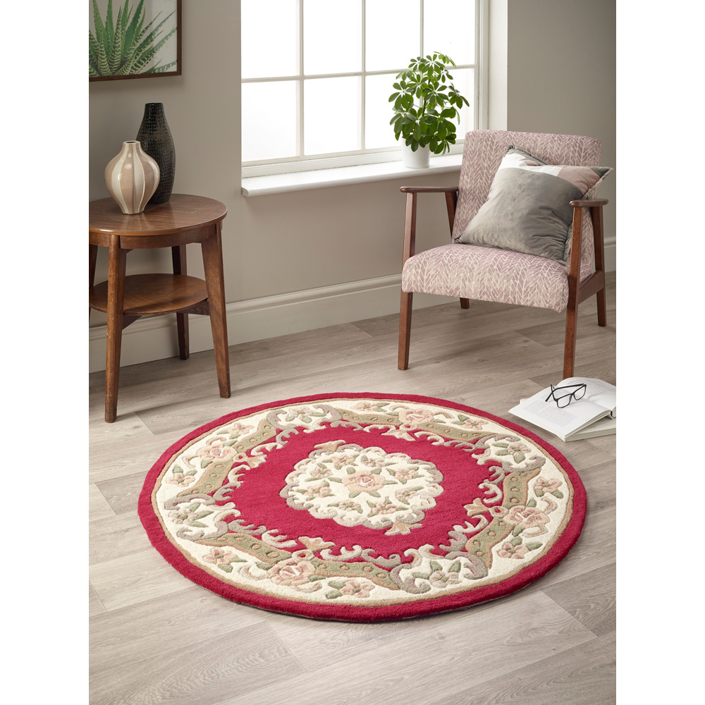 Origins Shensi Wine Wool Round Rug 120cm Image 2